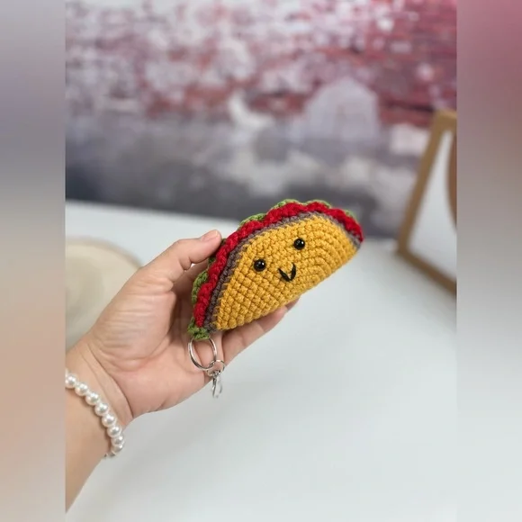 Handcrafted Taco Keychain Crochet Amigurumi - Picture 7 of 11